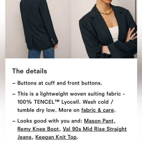 NWOT Reformation Classic Relaxed Blazer - Picture 6 of 6